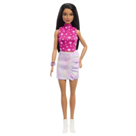 Papusa Barbie Fashionista Bruneta Cu Top Cu Stelute - poza 4
