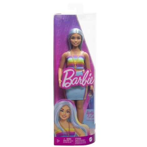 Papusa Barbie Fashionista Cu Par Albastru Platinat Si Top Sport - poza 1
