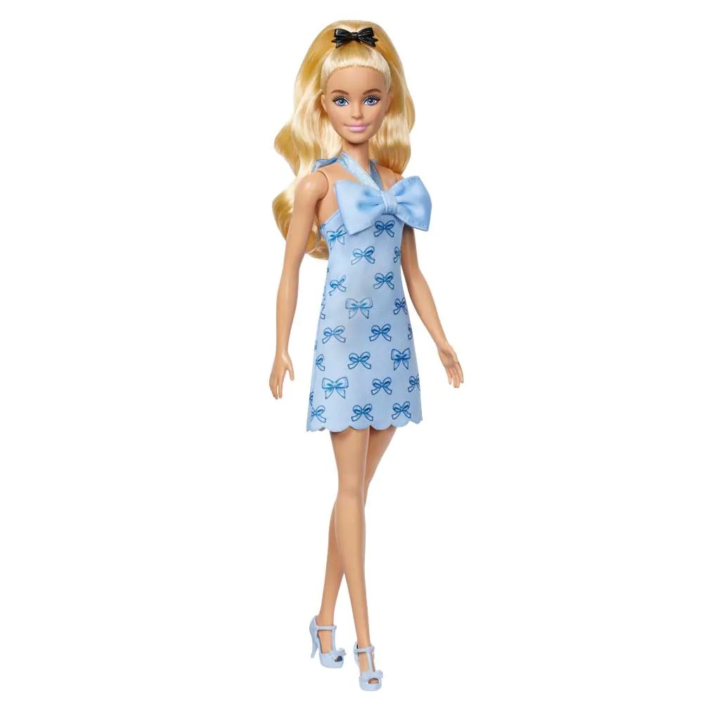 Papusa Barbie Fashionista cu Par Blind Ondulat si Rochie Albastra - poza 1