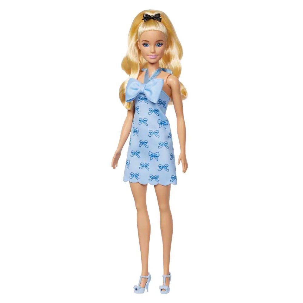 Papusa Barbie Fashionista cu Par Blind Ondulat si Rochie Albastra - poza 3