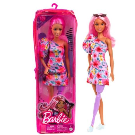 Papusa Barbie Fashionista Cu Par Roz Si Picior Protetic - poza 5