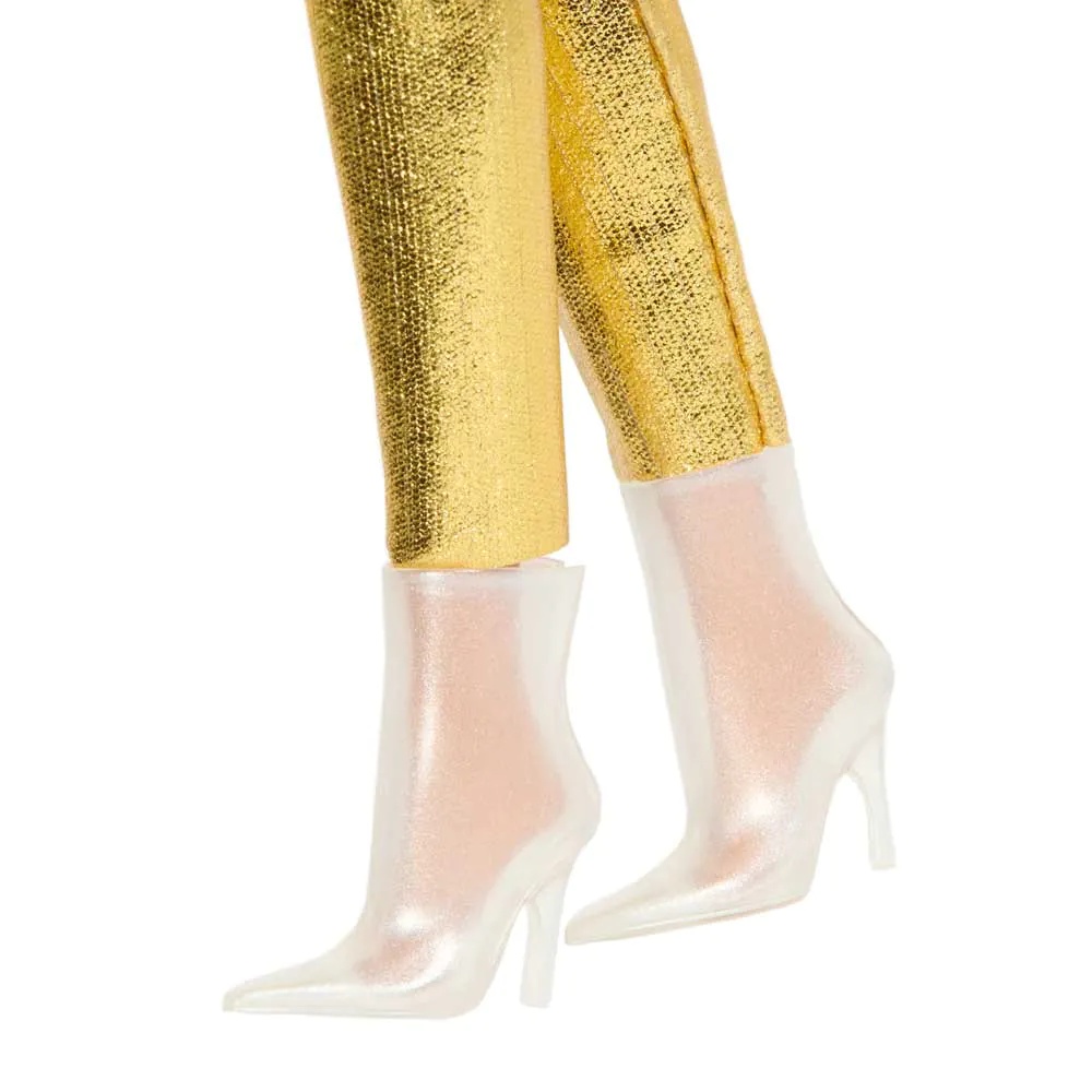 Papusa Barbie Fashionista cu salopeta aurie - poza 4