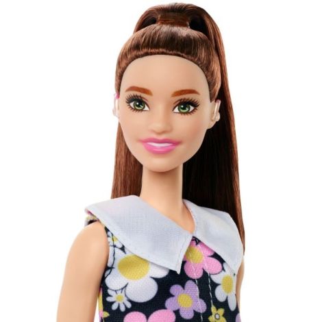 Papusa Barbie Fashionista Satena Cu Rochie Cu Imprimeu Floral - poza 4
