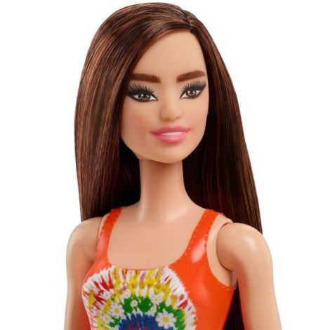 Papusa Barbie Satena Cu Costum De Baie Portocaliu - poza 4