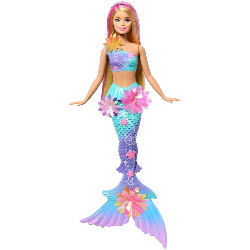 Papusa Barbie Sirena cu Flori Magice cu par blond - poza 1