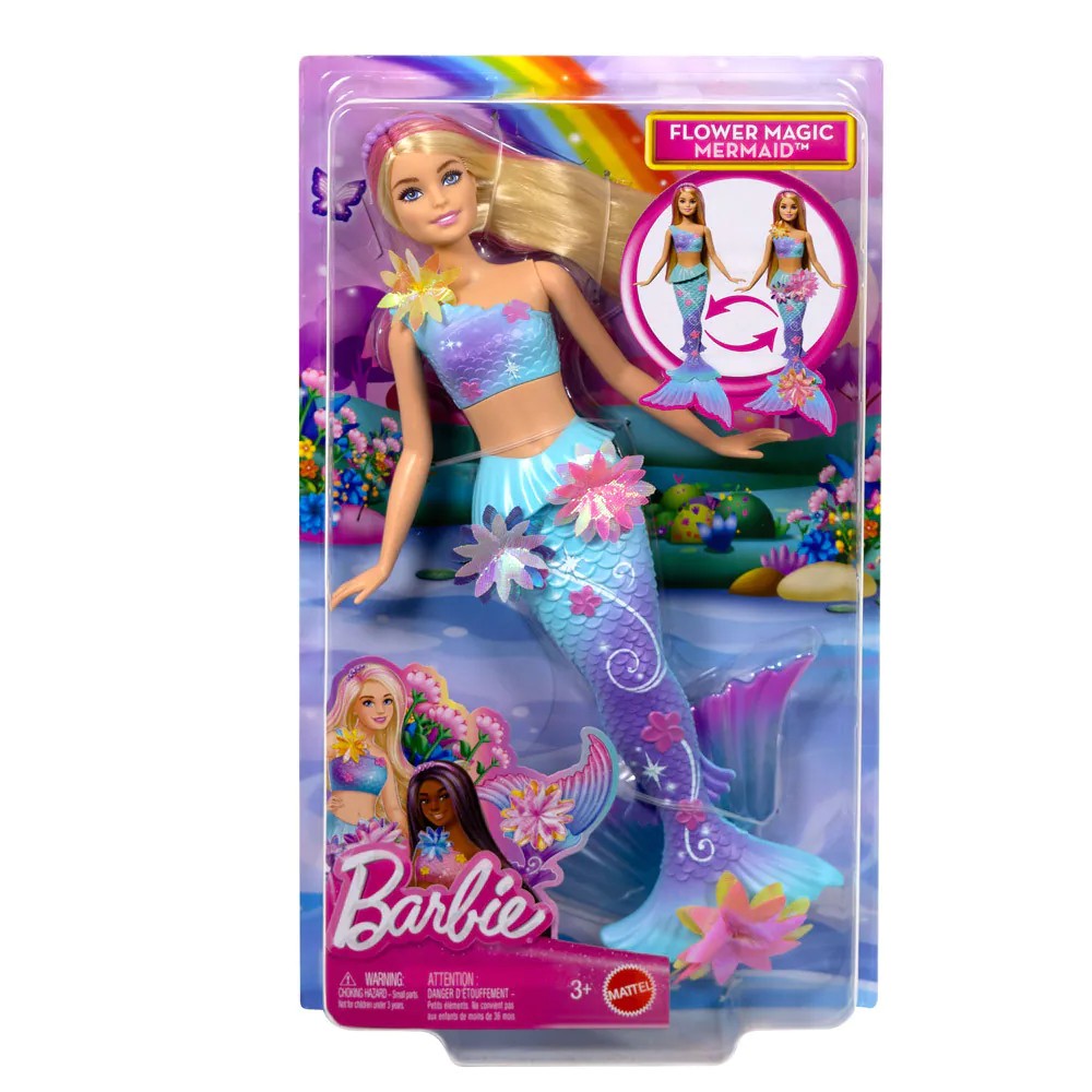 Papusa Barbie Sirena cu Flori Magice cu par blond - poza 2