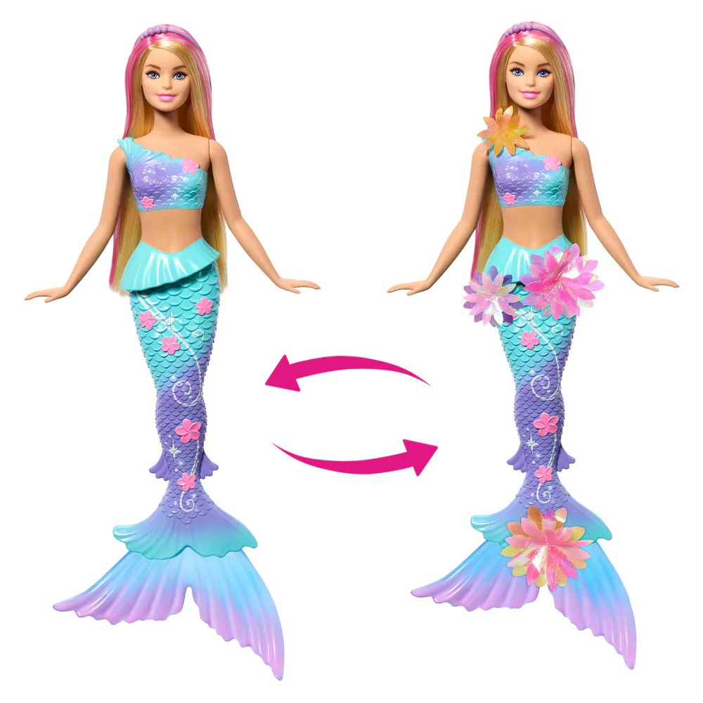 Papusa Barbie Sirena cu Flori Magice cu par blond - poza 5