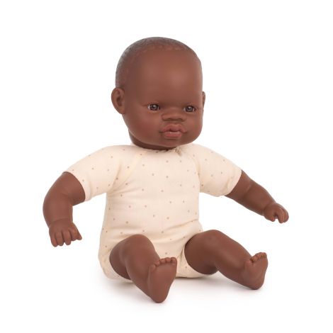 Papusa bebelus african 32 cm in cutie, cu corp moale - poza 1