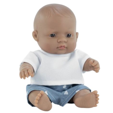 Papusa bebelus baiat hispanic 21 cm cu tricou alb, corp parfumat, colectia My Friends and Me - poza 1