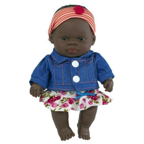Papusa Bebelus Fetita Africana 21 cm cu set imbracaminte de vara - poza 1