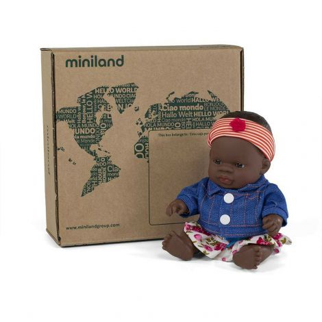 Papusa Bebelus Fetita Africana 21 cm cu set imbracaminte de vara - poza 2