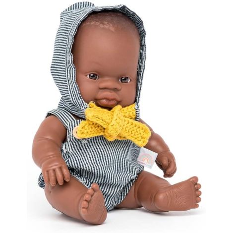 Papusa bebelus, Fetita africana, vinil, Coorect Anatomica, 21 cm, Miniland Doll 31144 - poza 3