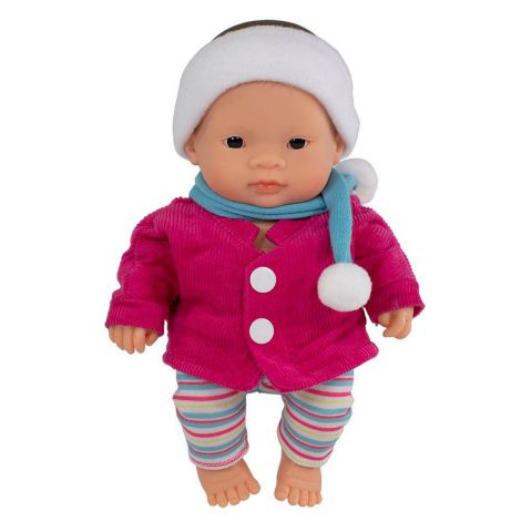 Papusa Bebelus Fetita Asiatica 21 cm cu set imbracaminte de iarna - poza 1