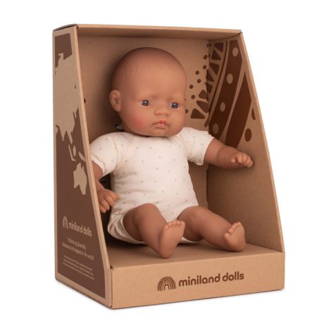 Papusa bebelus hispanic 32 cm in cutie, cu corp moale - poza 2