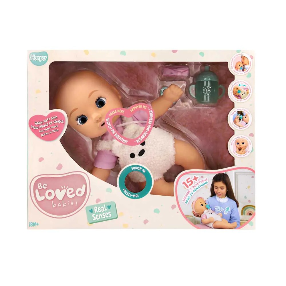 Papusa bebelus realist IMC Toys BeLoved Harper cu sunete si reactii - poza 2
