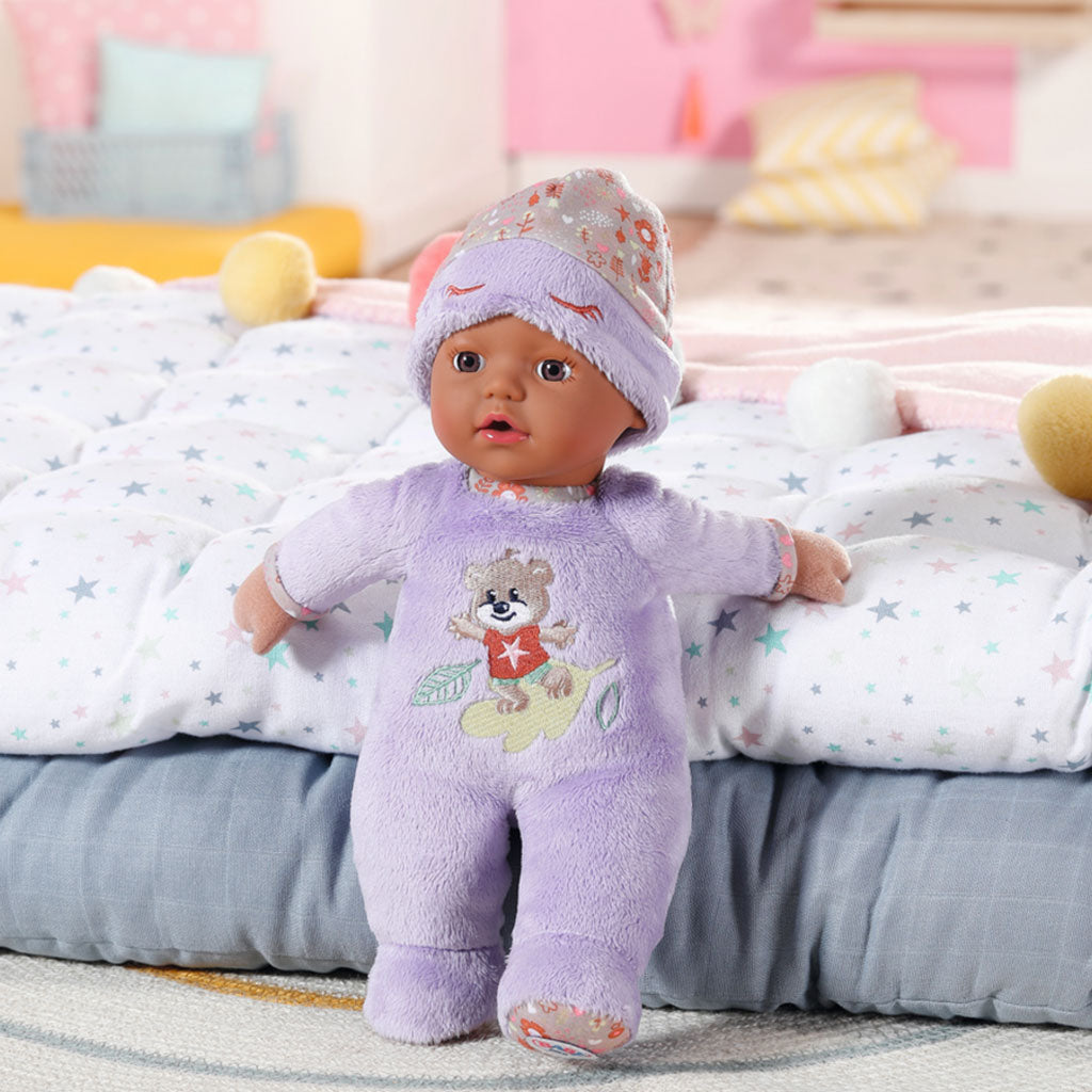 Papusa bebelus Zapf Baby born Bebelus mulatru cu hainute violet 30 cm - poza 4
