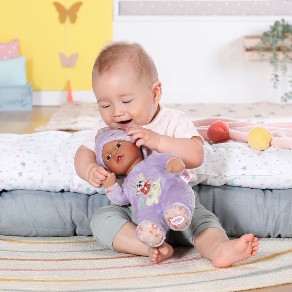 Papusa bebelus Zapf Baby born Bebelus mulatru cu hainute violet 30 cm - poza 5