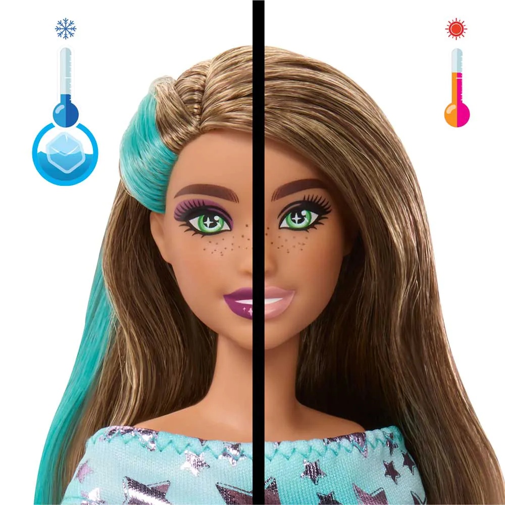 Papusa bruneta cu 10 accesorii surpriza Barbie Party Unboxed Reveal - poza 4