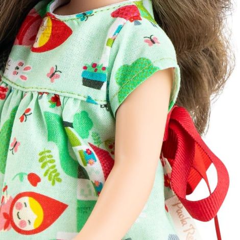 Papusa Carol, 32 cm, in rochie verde cu funda rosie - Amigas, Paola Reina - poza 5