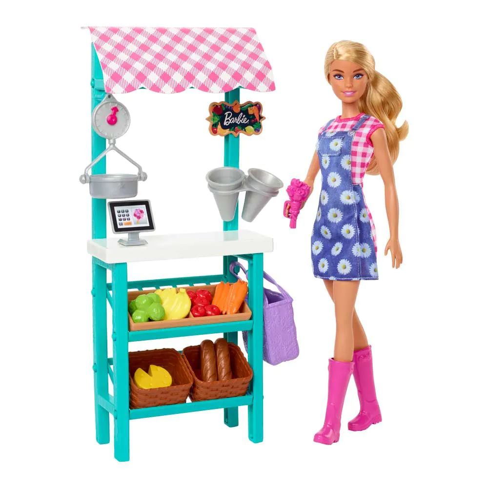 Papusa cu accesorii Barbie You Can Be Vanzatoare stand ferma - poza 1