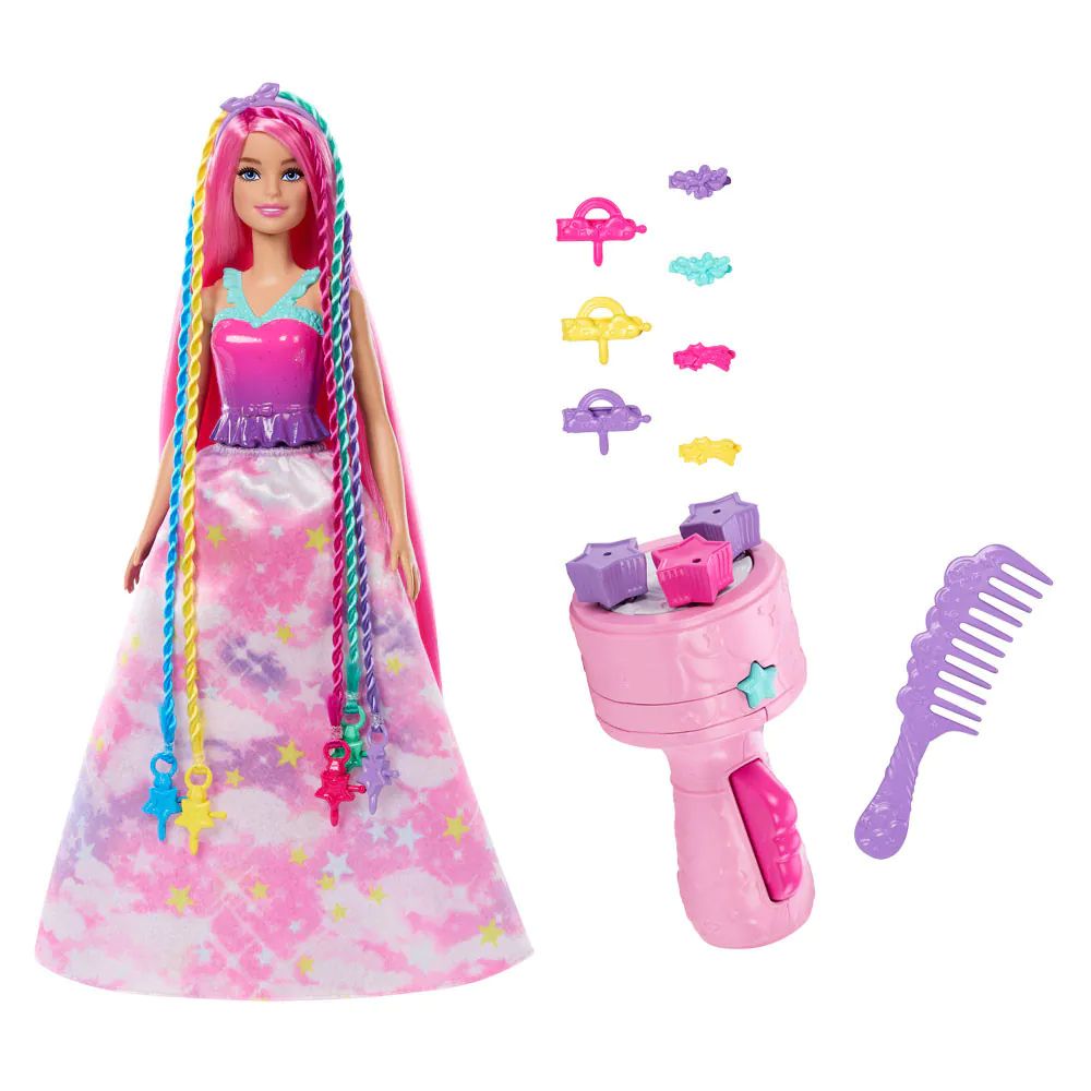 Papusa cu aparat de coafat Barbie Dreamtopia Twist n Style - poza 1