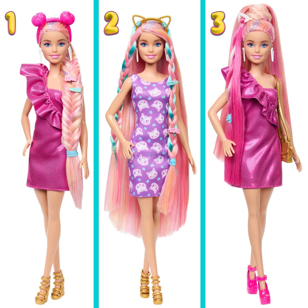 Papusa cu par multicolor si accesorii Barbie Fun and Fancy - poza 3