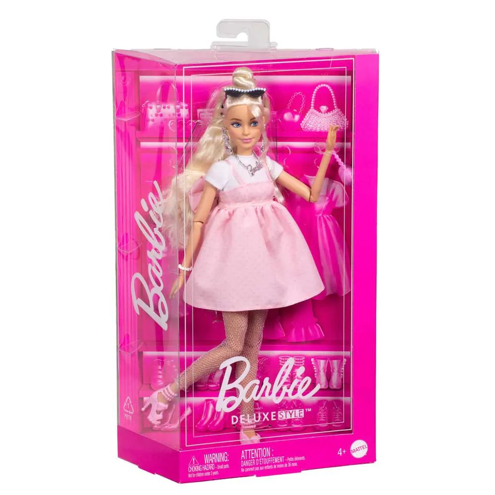 Papusa cu rochie roz Barbie Deluxe Fashionista - poza 3