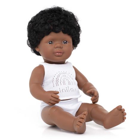 Papusa educationala 38 cm Baietel Afroamerican - poza 1