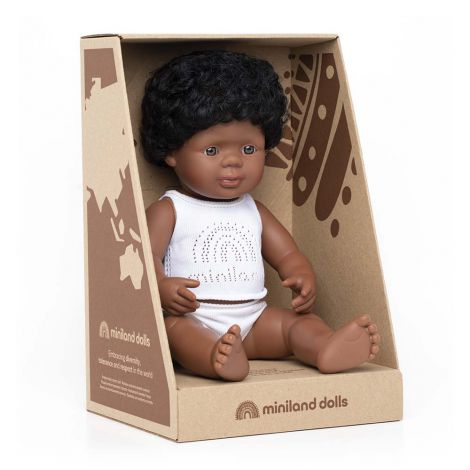 Papusa educationala 38 cm Baietel Afroamerican - poza 3