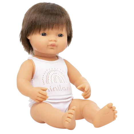 Papusa educationala 38 cm Baietel European Brunet - poza 1