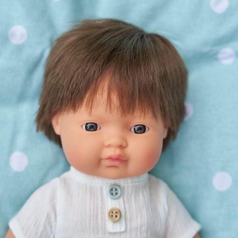 Papusa educationala 38 cm Baietel European Brunet - poza 4