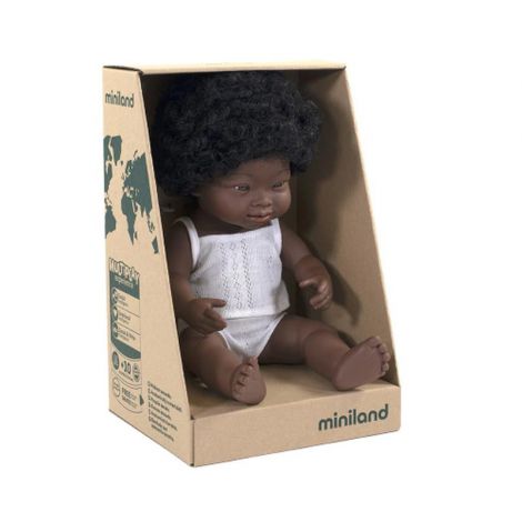 Papusa educationala 38 cm Fetita Africana cu Sindrom Down - poza 3