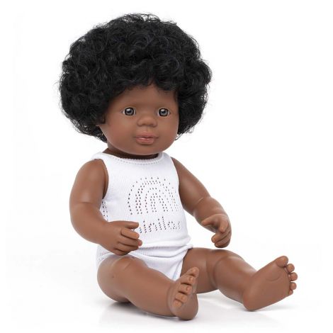 Papusa educationala 38 cm Fetita Afroamericana - poza 1