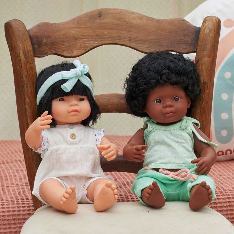 Papusa educationala 38 cm Fetita Afroamericana - poza 3