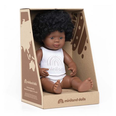 Papusa educationala 38 cm Fetita Afroamericana - poza 4