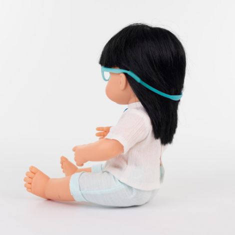 Papusa educationala 38 cm Fetita Asiatica purtatoare de Ochelari - poza 3