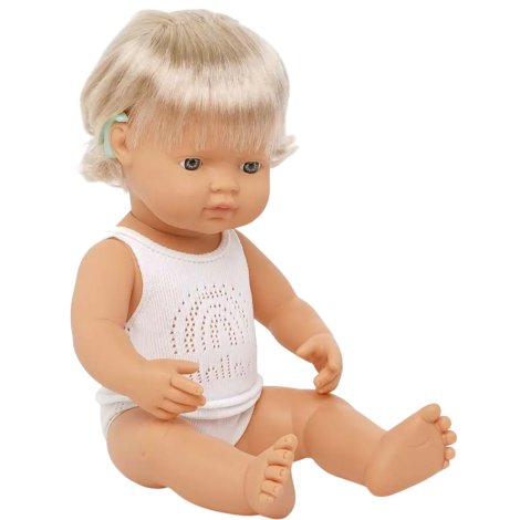 Papusa educationala 38 cm Fetita Europeana cu Aparat Auditiv - poza 1