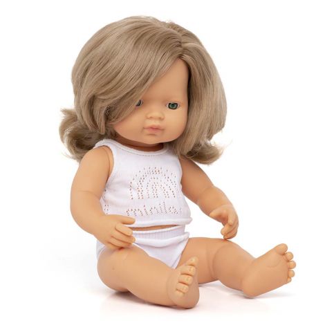 Papusa educativa 38 cm Fetita caucaziana blond inchis - poza 1