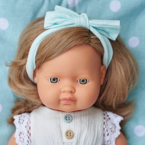 Papusa educativa 38 cm Fetita caucaziana blond inchis - poza 2
