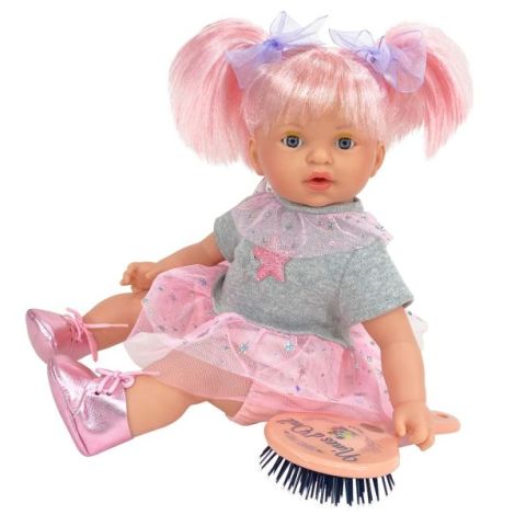 Papusa Nines D Onil, Alex Star, cu parul roz, ambalata in saculet, cu miros de vanilie, 40 cm - poza 1