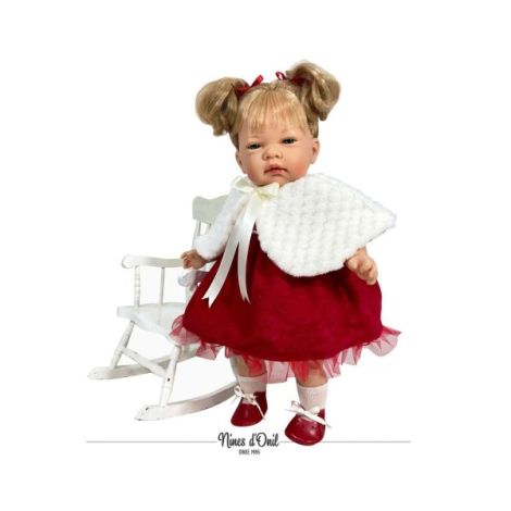 Papusa Nines D\'Onil, Celia Craciun, cu parul blond, cu miros de vanilie, 45cm - poza 1