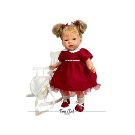 Papusa Nines D\'Onil, Celia Craciun, cu parul blond, cu miros de vanilie, 45cm - poza 2
