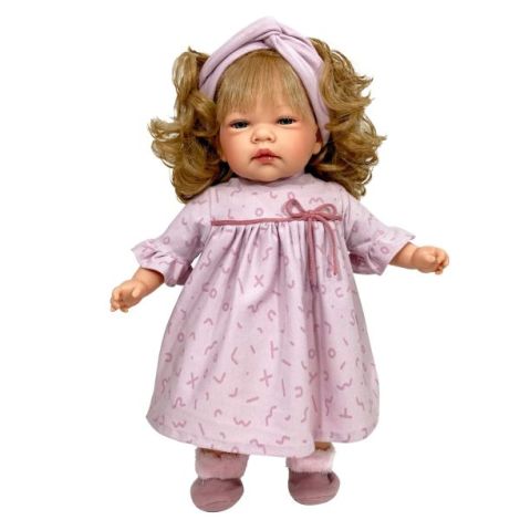 Papusa Nines D Onil, Celia, cu parul blond, cu rochie roz, cu miros de vanilie, 45 cm - poza 1