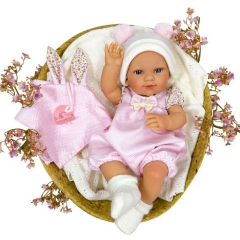 Papusa Nines D'Onil, Dou Dou, bebelus RN, cu hainute roz, cu jucarie, cu miros de vanilie, 37 cm - poza 1