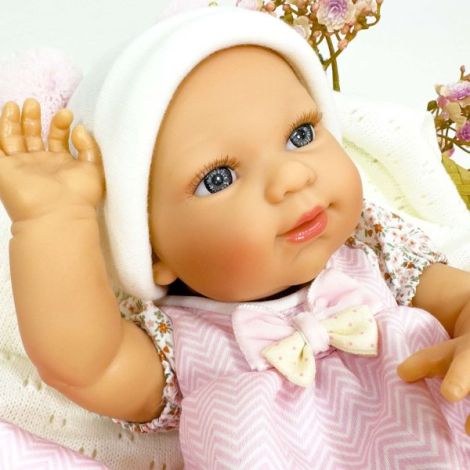 Papusa Nines D'Onil, Dou Dou, bebelus RN, cu hainute roz, cu jucarie, cu miros de vanilie, 37 cm - poza 2
