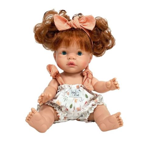 Papusa Nines D Onil, Joy, cu parul roscat, cu fundita roz, cu miros de vanilie 37 cm - poza 1