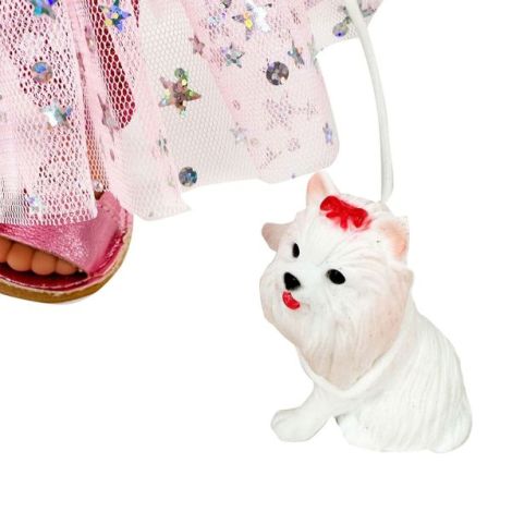 Papusa Nines D'Onil, Mia Cotton, cu parul albastru, cu catel, cu articulatii, cu miros de vanilie, 30 cm - poza 3