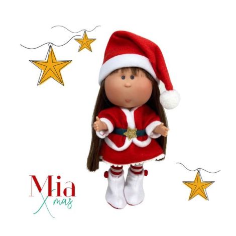 Papusa Nines D\'Onil, Mia Craciun, cu parul saten, cu miros de vanilie, 30 cm - poza 1