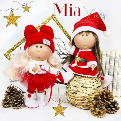 Papusa Nines D\'Onil, Mia Craciun, cu parul saten, cu miros de vanilie, 30 cm - poza 3