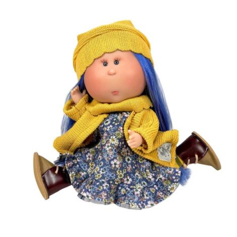 Papusa Nines D'Onil, Mia, cu parul albastru, cu articulatii, cu miros de vanilie, 30 cm - poza 2